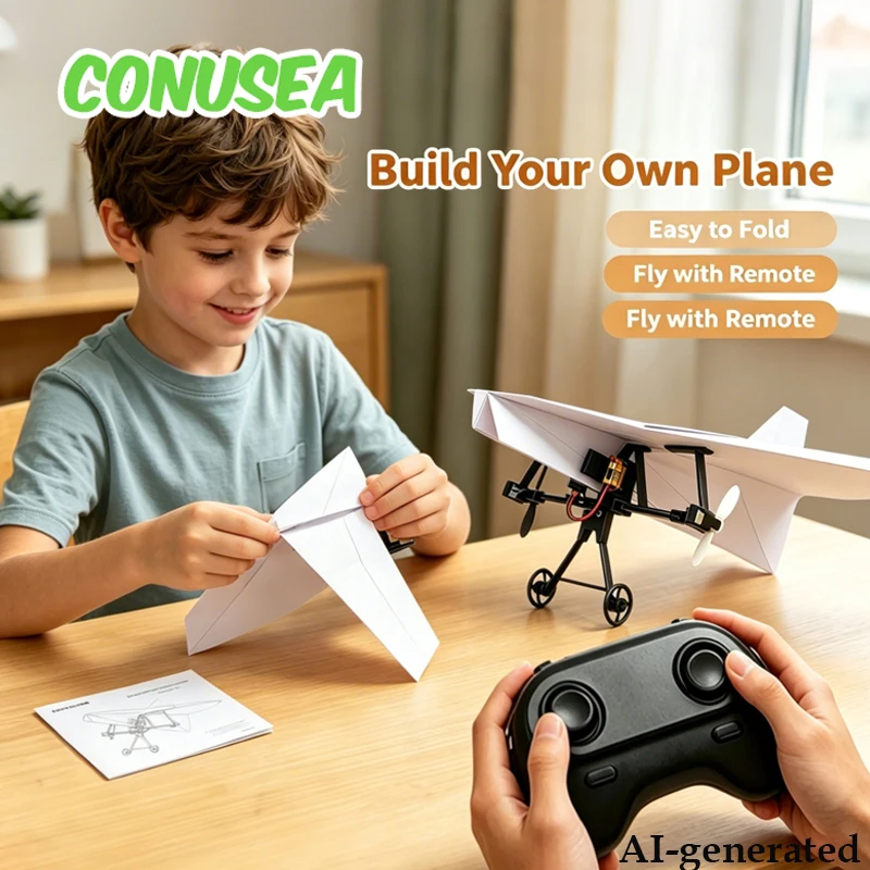 

Rc Paper Drone Plane Diy Assembly Aircraft Toys Electric Remote Control Accessory Aircraft Set of Educational Toy for Boys Girls