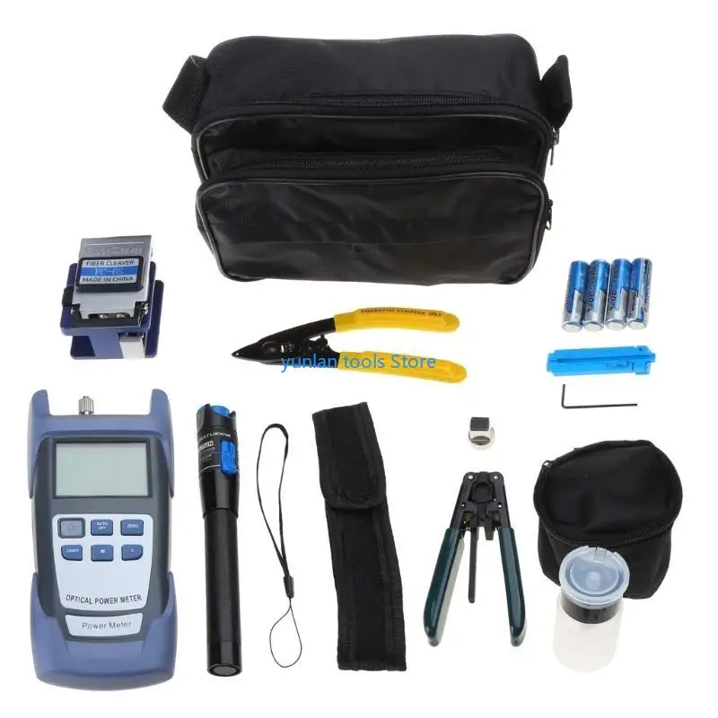 50LB FTTH Optical Fiber Tool Kits Practical Fiber Cold Connection Tool FC-6S Fiber Cleaver Optical Power Meter Bag Hand Tools