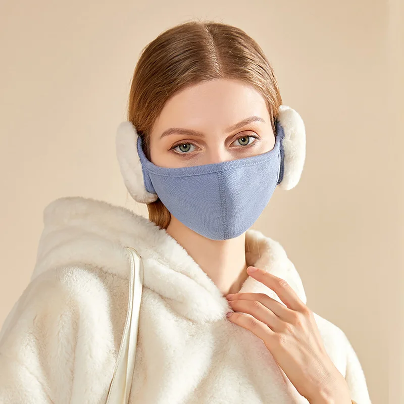 Mascarilla facial 2 en 1, orejeras, nueva protección auditiva a prueba de viento aplicada para invierno, accesorios de ropa de moda para exteriores para mujer 2025