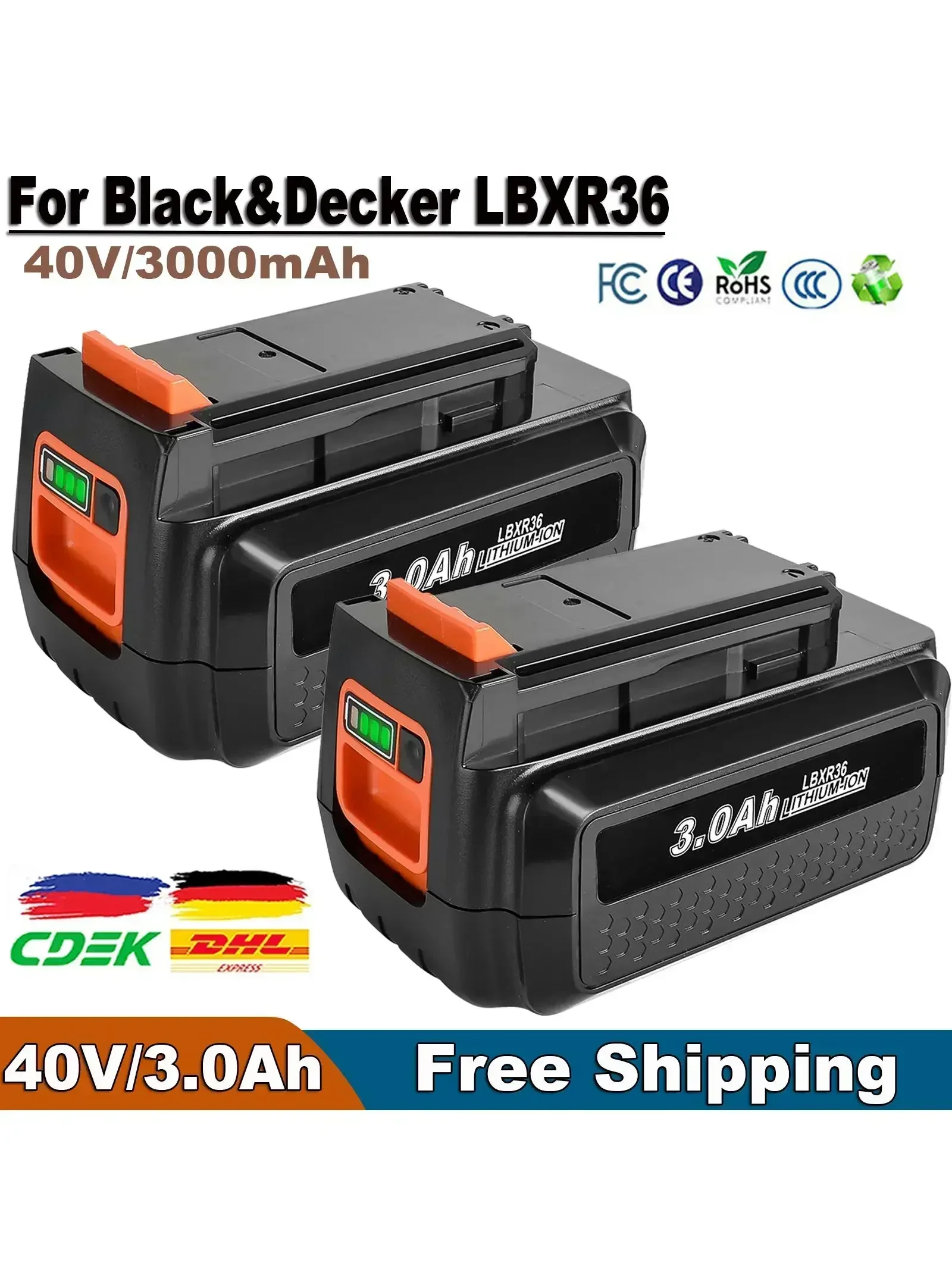 Batterie de remplacement 36V/40V, 3000mAh, pour BL20362 BL2536 BL20362-XJ BL2536-XJ