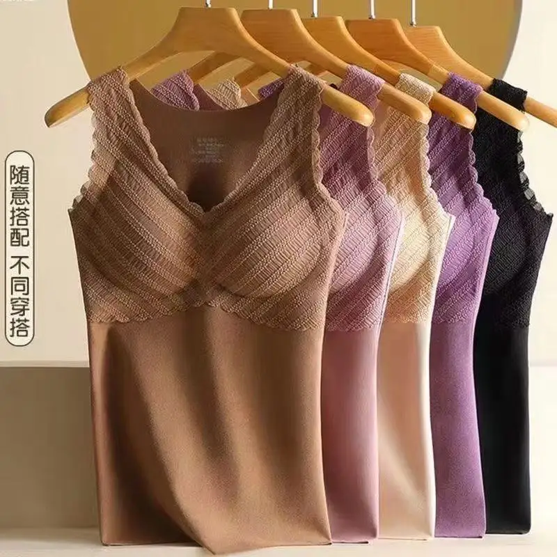 Thermal vest, bra-free slim-fit top, seamless plus-size women's underwear, seamless and push-up