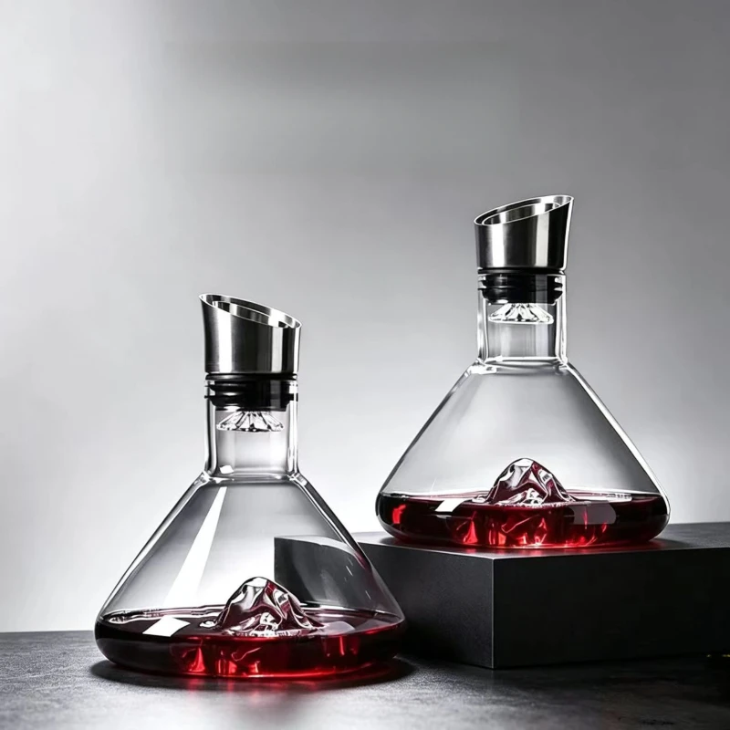 Home Waterfall Style Red Wine Decanter Set, Fast Aerating Glass Wine Carafe, Premium Wine Pourer Storage Dispenser