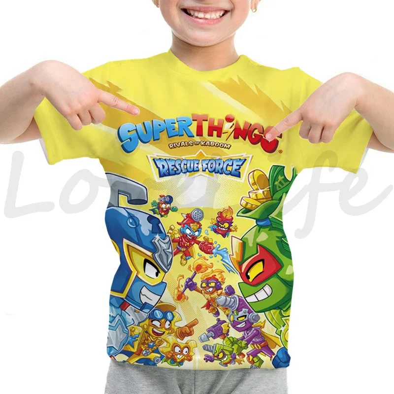 Camiseta infantil, camiseta infantil dos desenhos animados, Rescue Force Tops, camiseta infantil, meninos, meninas, verão