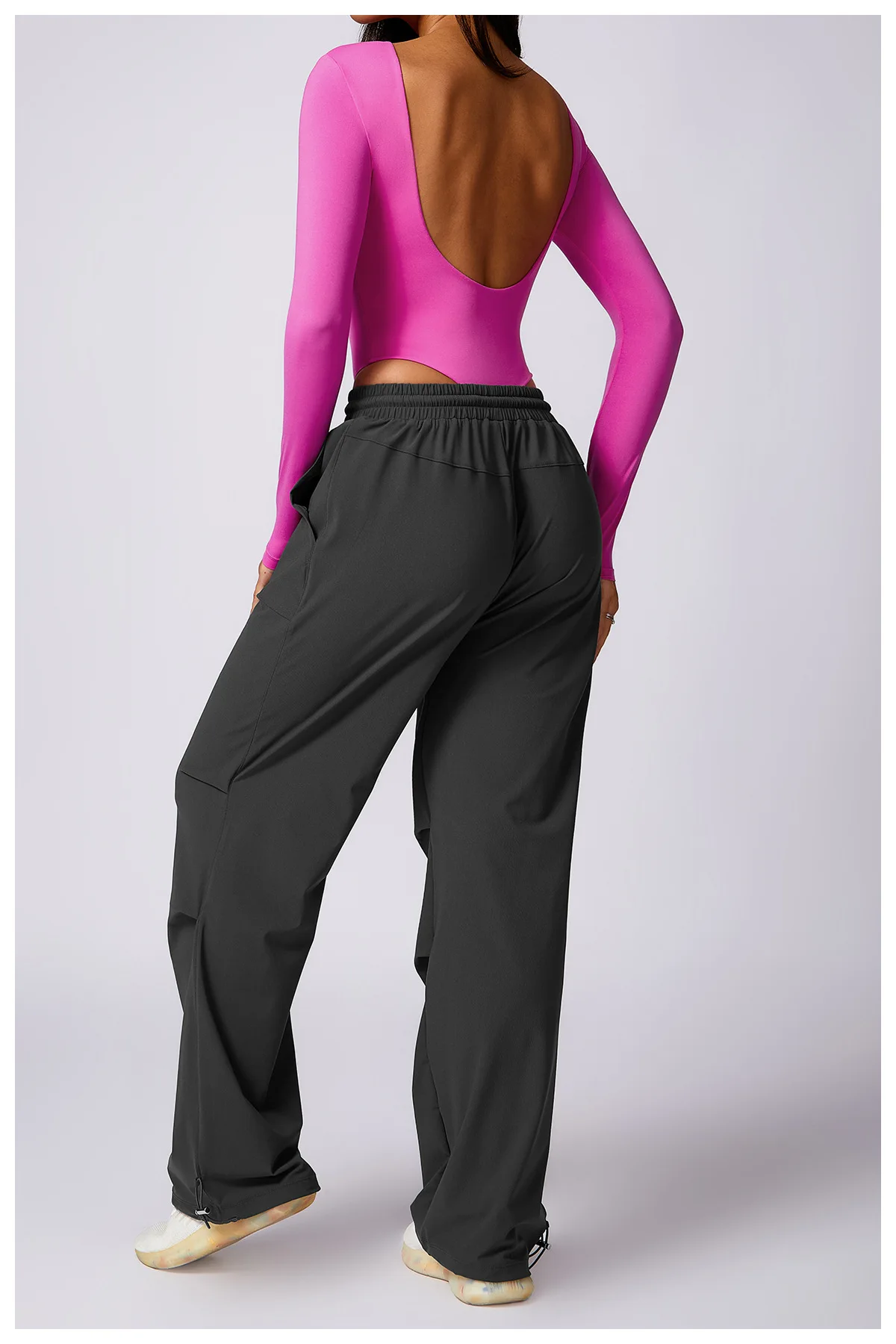 JHJN Bottom Layer Shape Triangle Jumpsuit Bound Oneself Show Off Weight Long Sleeved Yoga Clothes Jumpsuit Luxury Brand