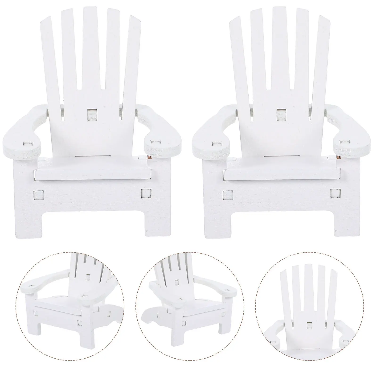 

2Sets Miniature Beach Chairs Elegant European Vintage Design 1 12 Scale Wooden Christmas Decorations for Dollhouse Accessories