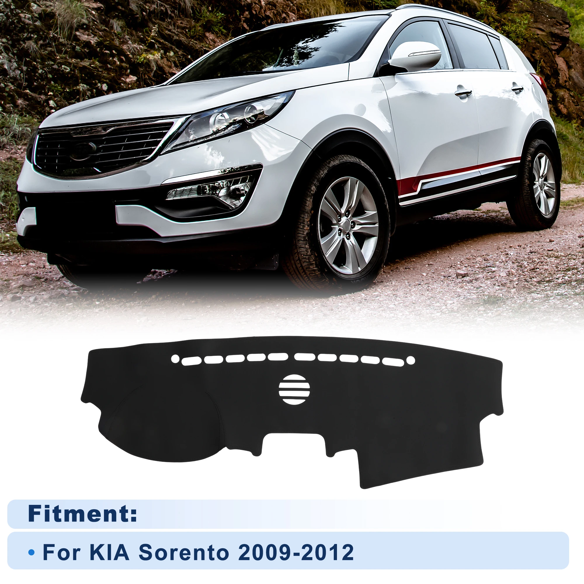 

Накладка на приборную панель UXCELL для KIA Sorento 2009-2012 без HUD, из искусственной кожи, черная, 1 шт.