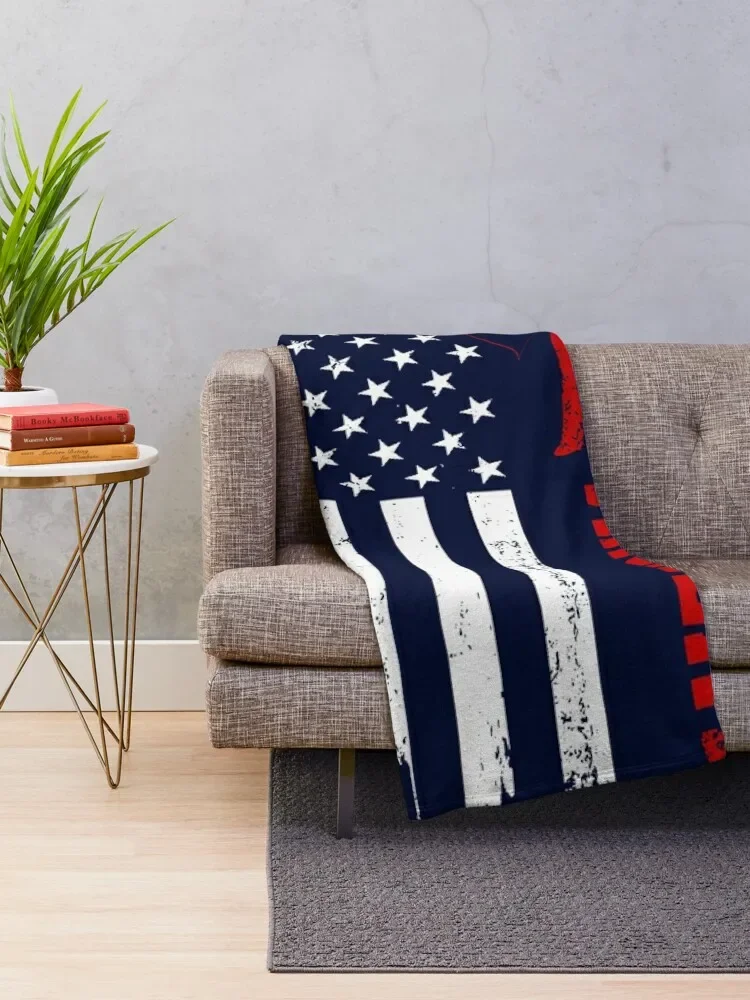 Archery America Flag Throw Blanket Flannel Fabric Plaid on the sofa Blankets