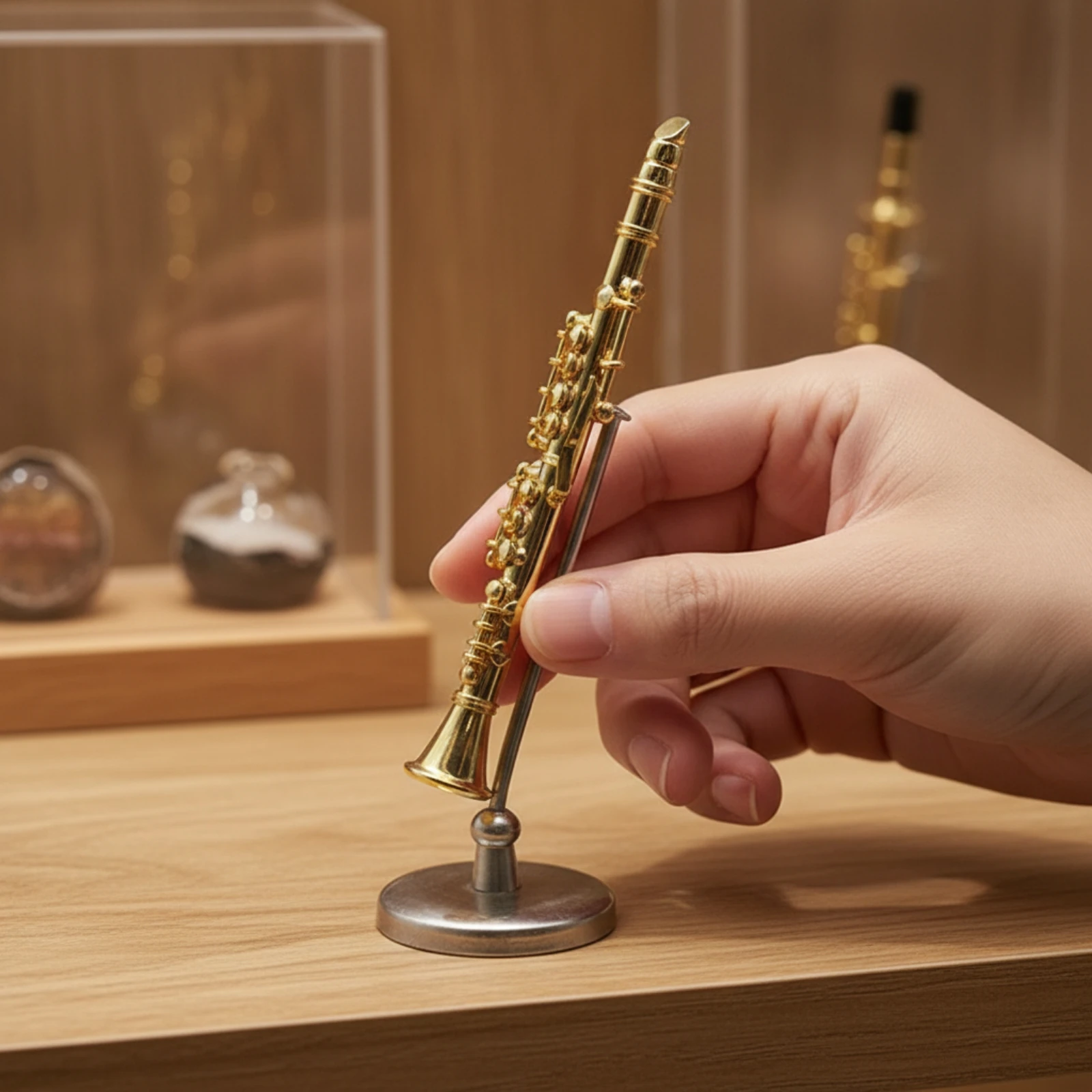 Miniature Instrument with Base Tabletop Musical Instrument Miniature Dollhouse Accessory Decorative Figurine Realistic