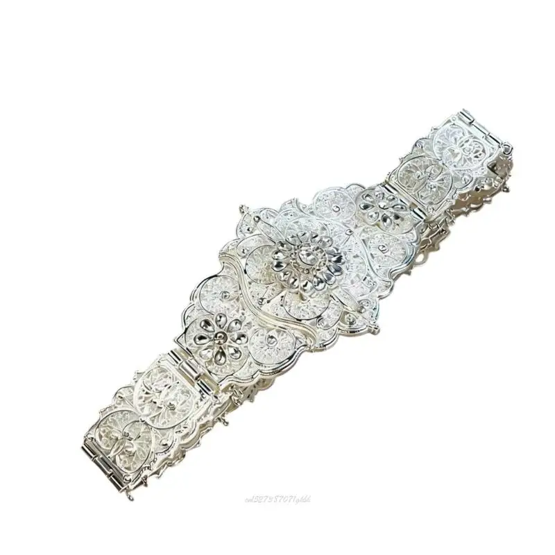 X5XA Ornamental Russian Caucasian Themed Waist Belt 4 Color Option Antique Charm Girdle For Festival Occasion