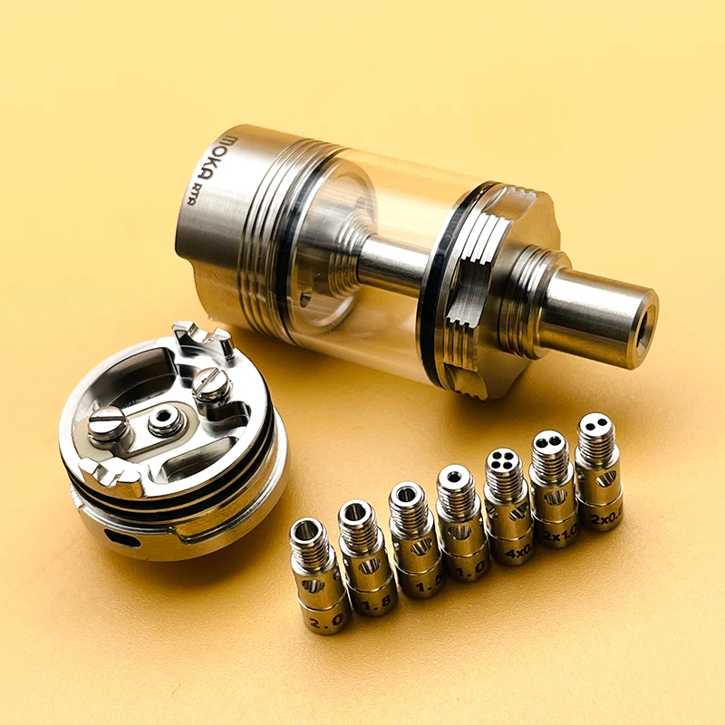 DSX Moka RTA Atomizer 22mm 4.5ml 316ss Single Coil Rebuildable Tank Bottom Airflow 3 Chambers Interchangeable And 7 Airpins