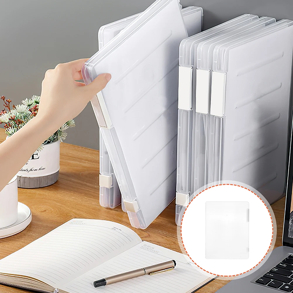 

2Pcs File Storage Box Transparent Document Organizer with Lid Office Desk Stackable PP Archive Folder Container