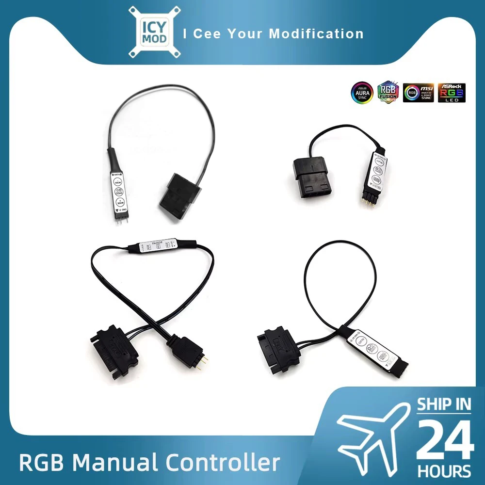 ARGB Manual Controller 5V3PIN To Molex Power Supply SATA Converter Adjust Light Interface 12V4PIN Adapter RGB AURA PC MOD