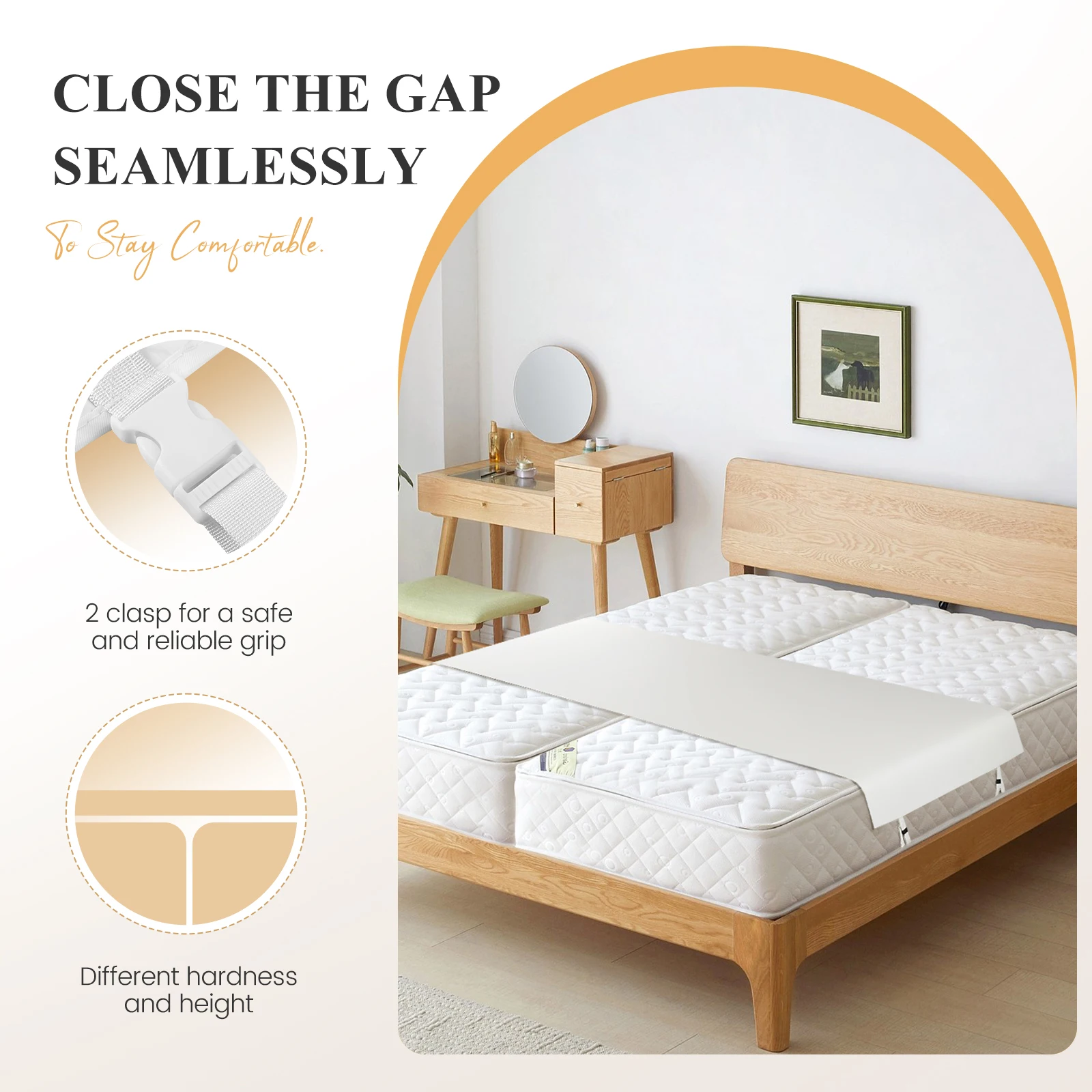Pont d'amour pour matelas 230 cm, solution innovante anti-dérapante, remplisseur d'espace pour matelas, connecteur pour matelas, convertisseur pour la maison, l'hôtel