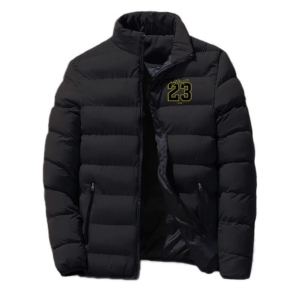 

2025 Autumn Winter Men's 23 USA Art Letter Design Logo Print Windproof Coat Round Neck Zipper Hoodies Solid Color Simple Jacke