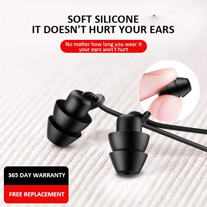

Wired Sleep Earphones 3.5mm-Pin In Ear Soft Headsets Noise Cancelling Wired Headphone with Mic Bass HiFi Stereo Silicone Earbuds