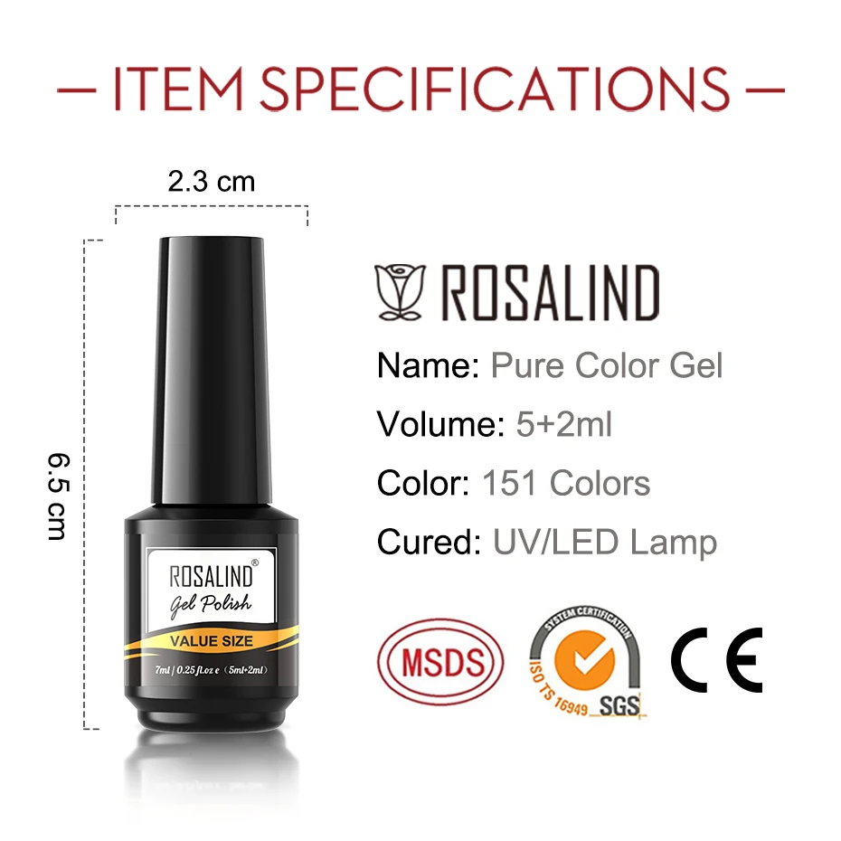 Rosalind Gel Nagellak Glitter Gel Voor Manicure Art Semi Permanente Hybrid Vernis Nodig Uv Led Base Top Coat Nail polish