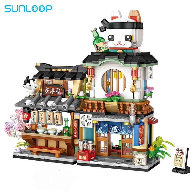 Loz Architektur Street Shop Izakaya Moc Bausteine speichern japanische Straßenszene Puzzle Geschenk Spielzeug für Erwachsene oder Kinder