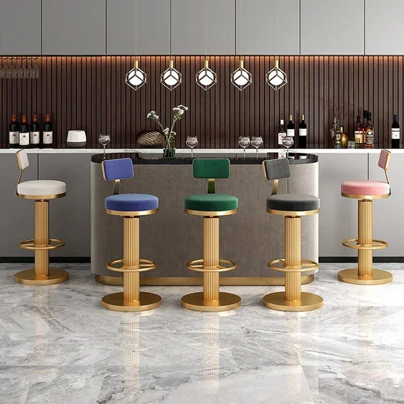 Taburete de Bar de oficina de maquillaje, accesorios de recepción de lujo, silla de Bar, tocador dorado alto, juego de muebles de jardín para banquete