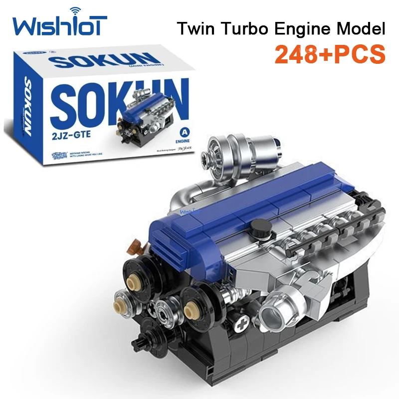 

8869A 248pcs Inline Six Cylinder Engine Model Building Blocks MOC Mechanical Assembly Brick Toy DIY Desktop Decor Gift Boy