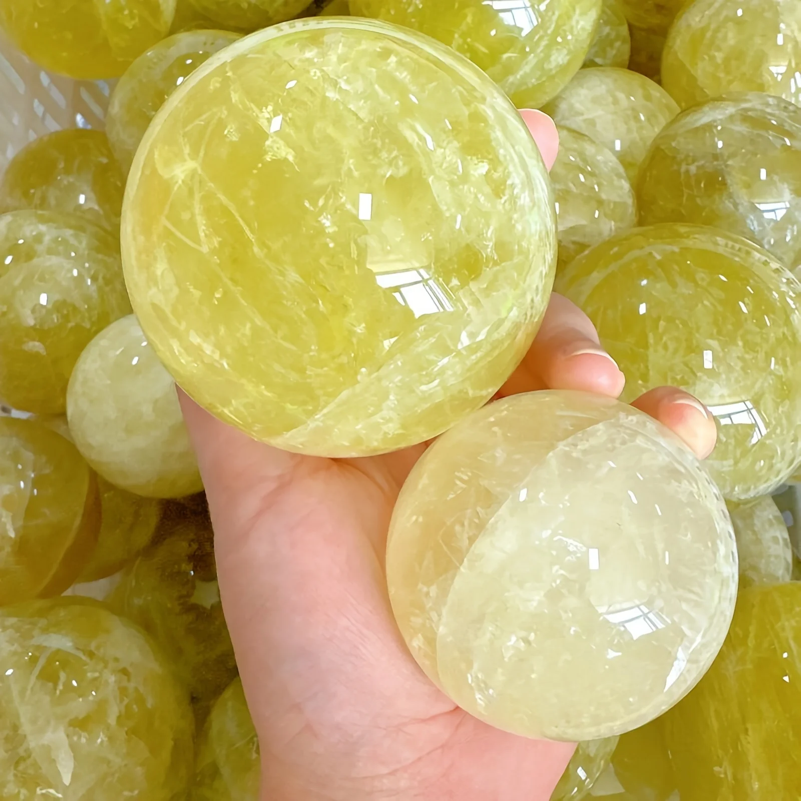 

Natural Lemon Citrine Crystal Ball, Polished Quartz Sphere, Home Decor Meditation Energy Stone Ornament Gift