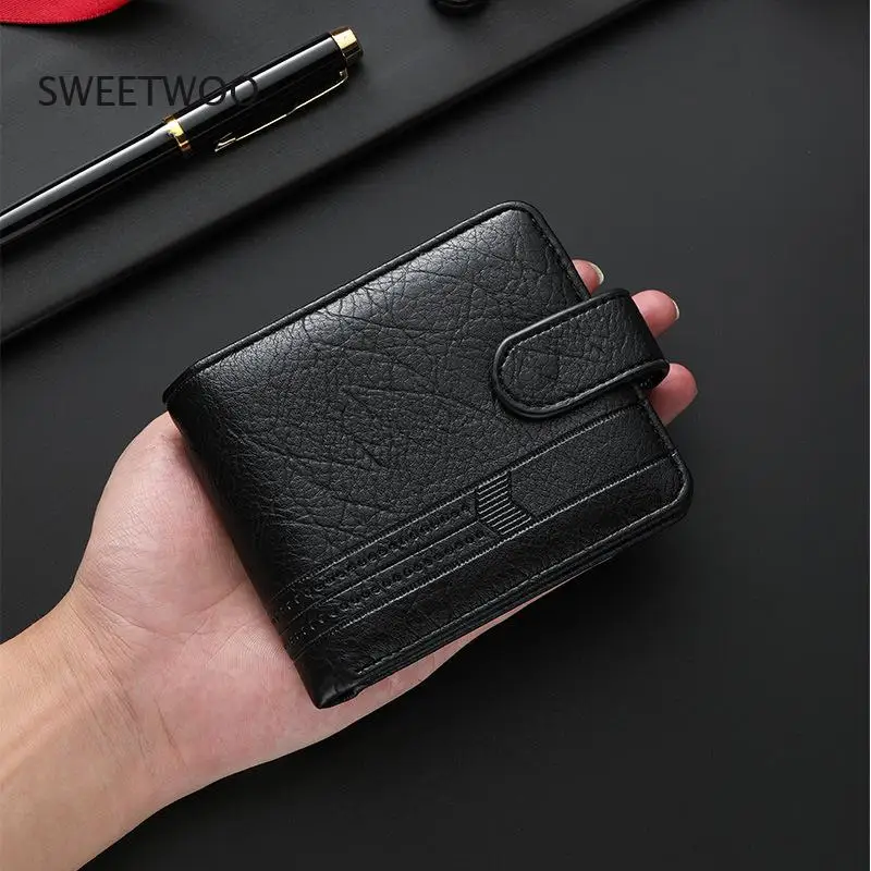 Multi-Card Slots Short Leather Wallet, Slim Card Holder for Men, Perfect for Cash, Cards & Coins