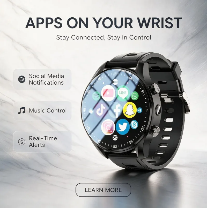 Multifunctional SIM Card Smart Watch GPS Positioning Large Storage Support Massive Apps Download Wrist Smartwatch