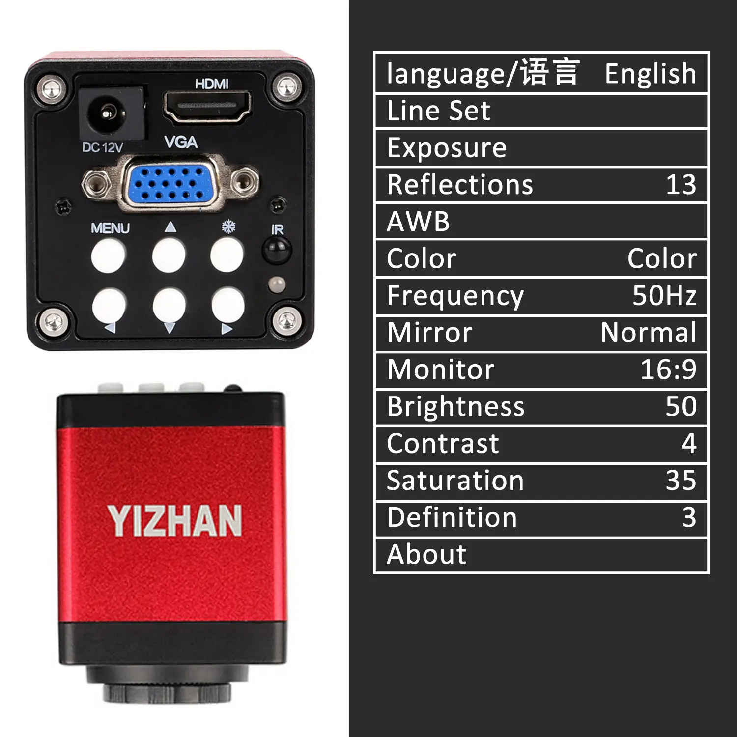 Yizhan HD1080P HDMI VGA przemysłowa kamera mikroskopowa C MOUNT kamera cyfrowa pilot do telefonu PC naprawa lutowania PCB