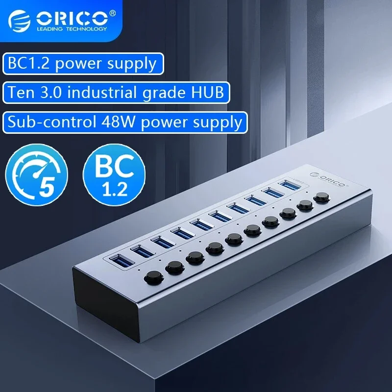 ORICO 7/10/13 Port USB Hub 3.0 Multi USB Splitter Power Adapter Multiple Expander 3.0 Hub With Switch For Laptop Accessoriess