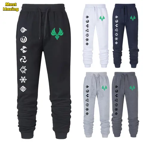 Jogo Quente Genshin Impacto Impressão Esportiva Correndo Esporte Jogging Calças Anemo Casual Streetwear Joggingbroek Para Homens