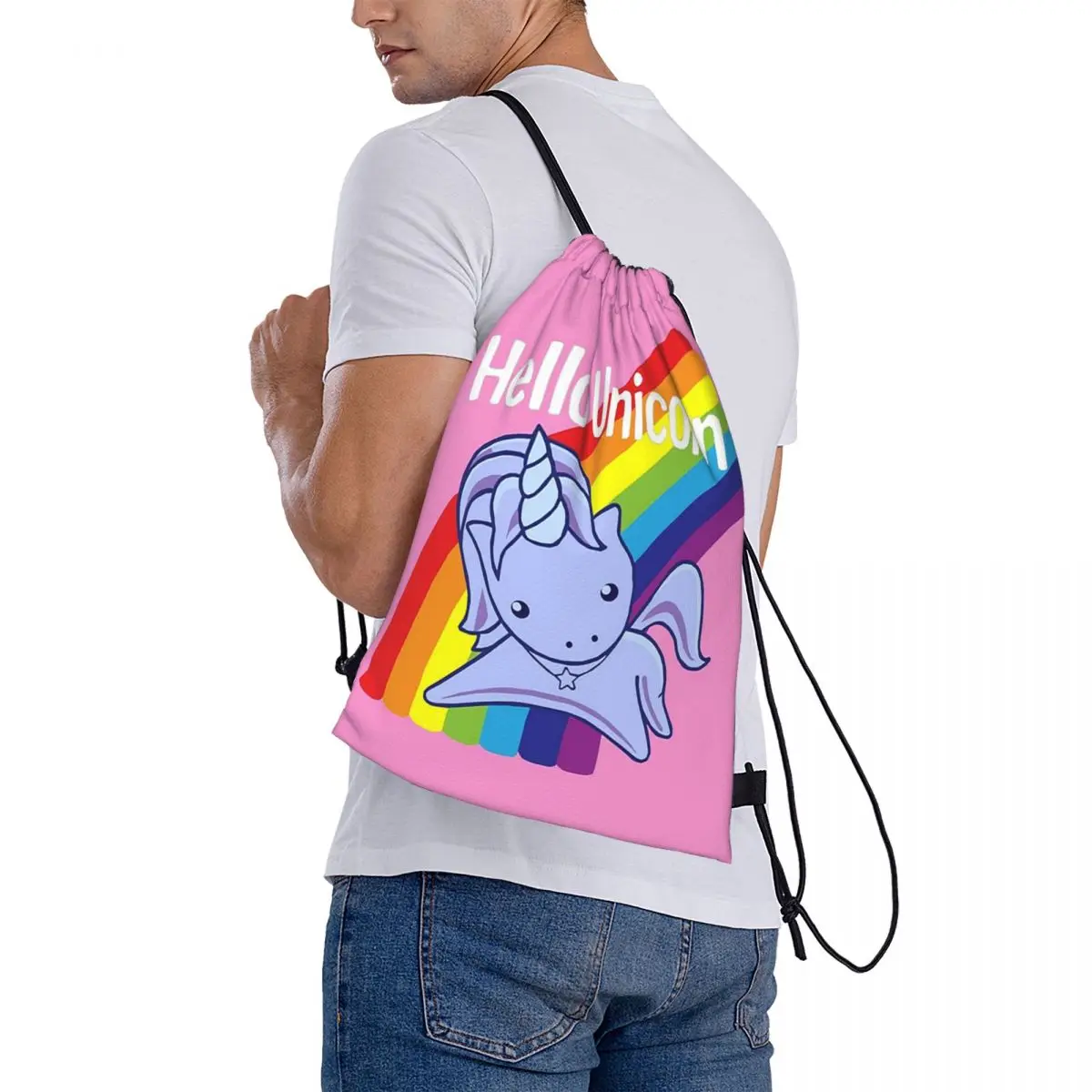 Hallo Einhorn Rucksäcke Mode tragbare Kordel zug Taschen Kordel zug Bündel Tasche Kleinigkeiten Tasche Bücher tasche für die Reises chule