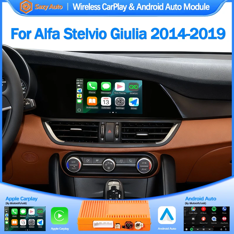 Новое обновление: беспроводной CarPlay и Android Auto для Alfa Romeo Stelvio / Giulia 2017-2019 с оригинальной камерой и аксессуарами Airplay