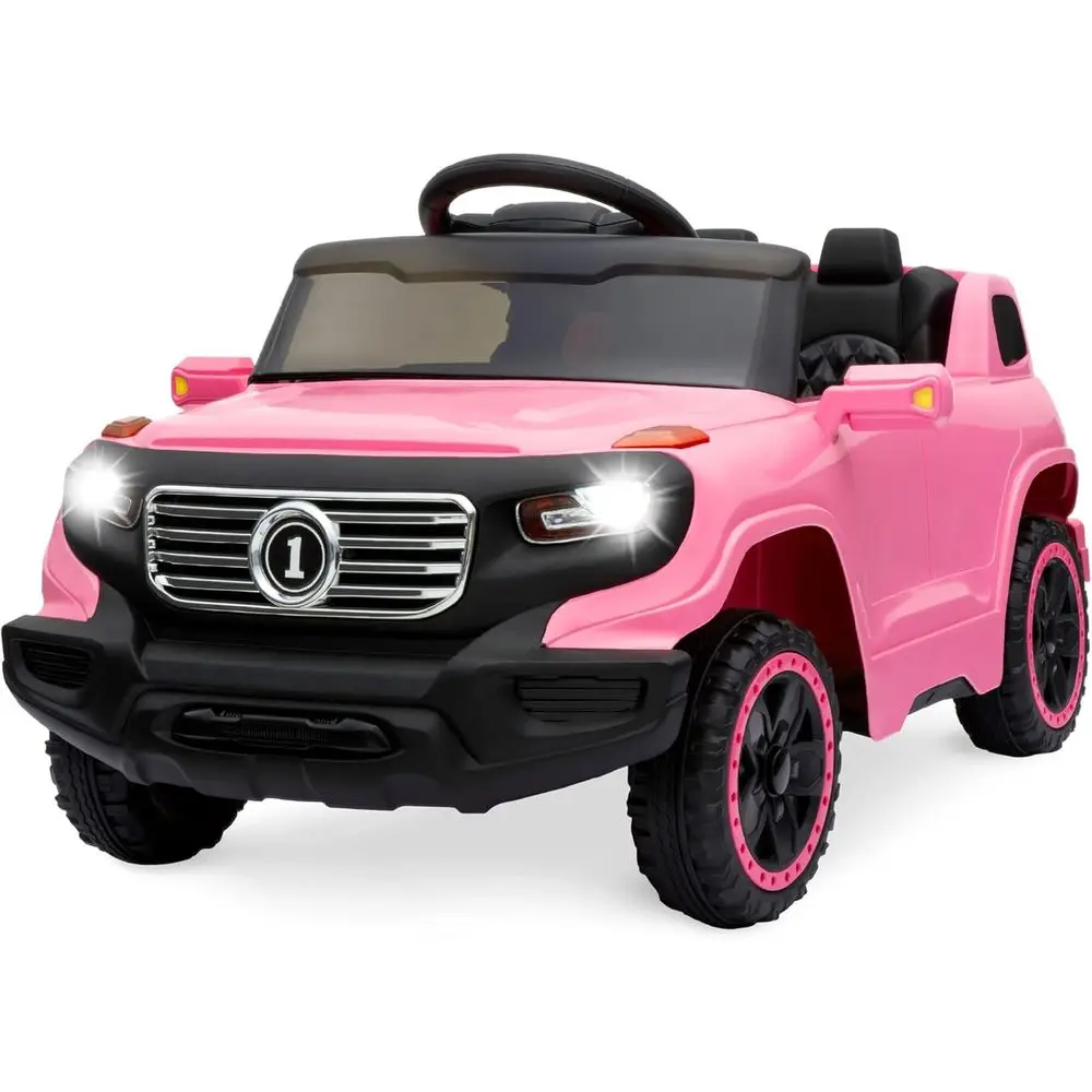 Kids 6V Ride On Truck w/Parent Remote Control, 3 Speeds, LED Lights, Pink