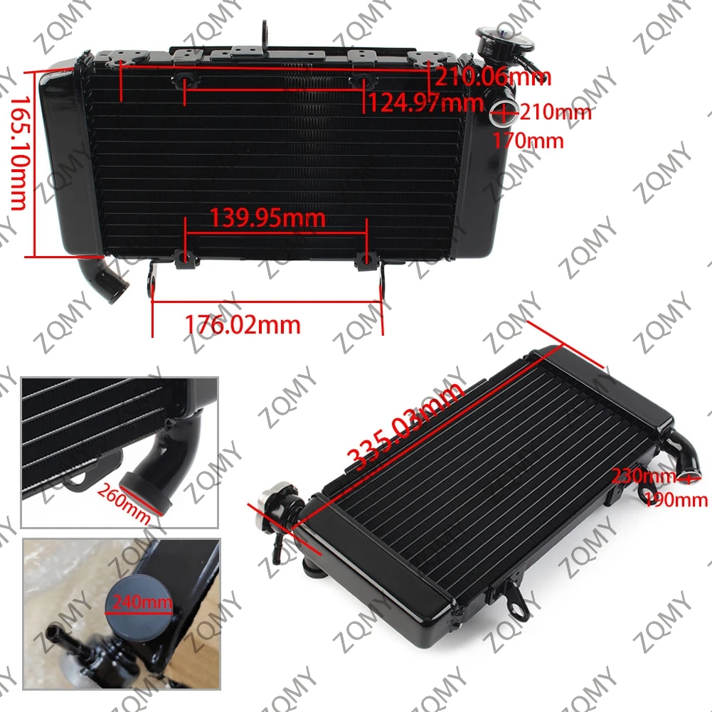 Pendingin Radiator sepeda motor aluminium, pengganti pendingin untuk Honda CB500F 2019 2020 2021 hitam