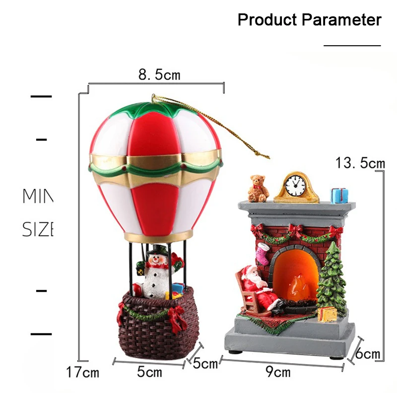 Ornements lumineux de noël, père noël, bonhomme de neige, cheminée en résine, veilleuse LED, décoration de noël, jouets de vacances pour enfants, cadeau