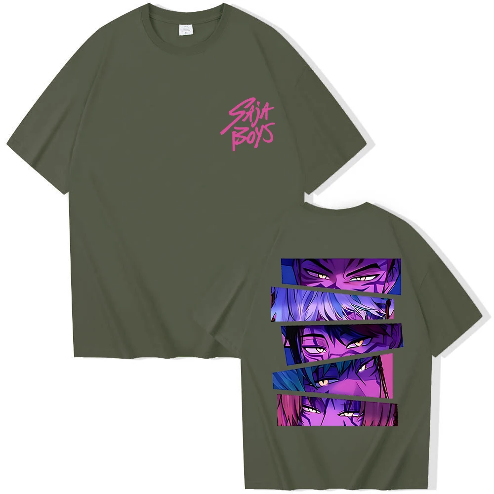 Kpop Demon Hunter Saja Boys T-shirt Harajuku O-neck Casual Anime T-Shirt Tops Unisex image 6