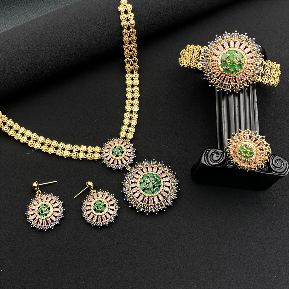 New plated Jewelry Set Bridal Cubic Zirconia for Woman\'s Party Gift Jewelry Sets Nigeria Wedding Jewelry Factory LIBYA