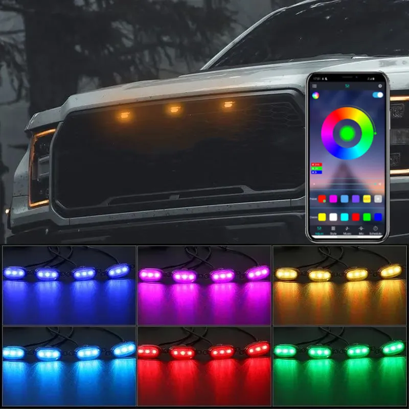 NEW 5PCS APP Remote Control For Dodge Durango 2011-2021 Front Grille RGB LED Light Raptor Grill Trim Cover car accessories