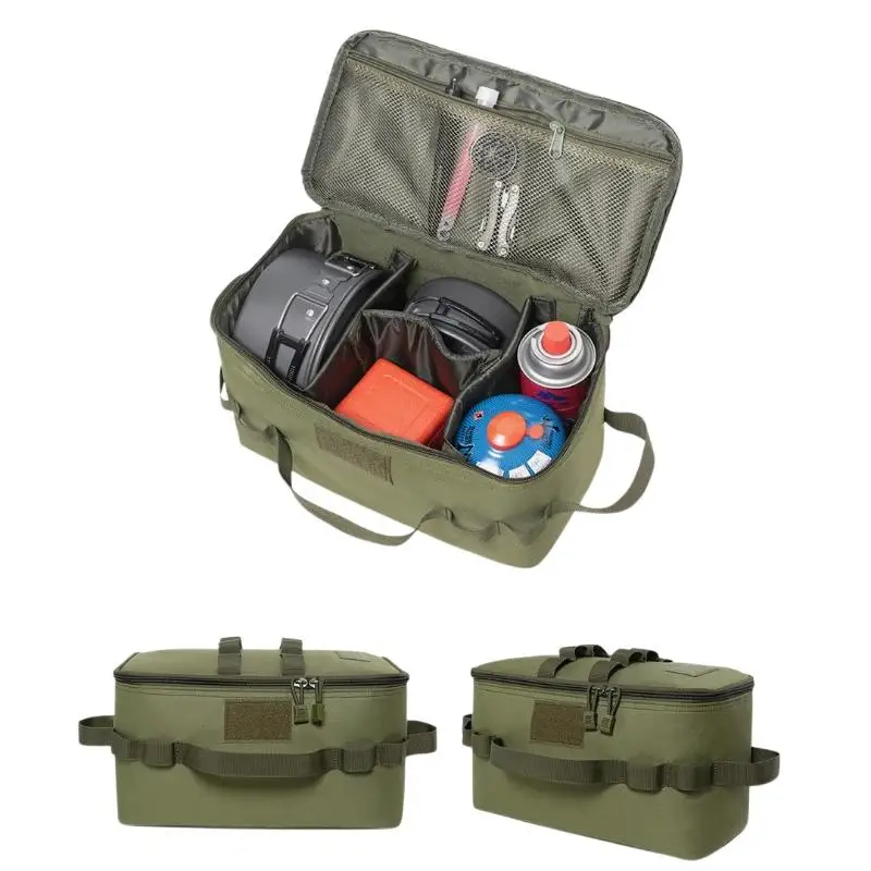 Große Outdoor-Camping-Aufbewahrungstasche - Bodenpfahl-Werkzeugtasche mit Picknick-Kochgeschirr-Set und Gaskartuschen-Organizer – Detail 7