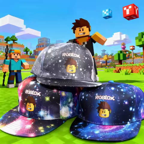 Hot ROBLOX Game Hip-hop Street Dance Baseball Adjustable Flat Brim Cap Cartoon Peripheral Unisex Fashion Sports Cap Gift