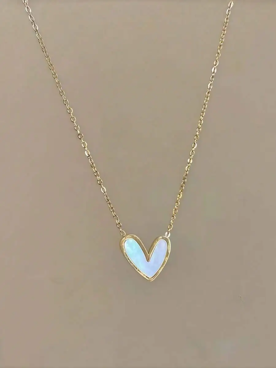 1 collar con colgante de corazón dorado asimétrico, cadena de clavícula minimalista y delicada, diseño versátil (el color de T