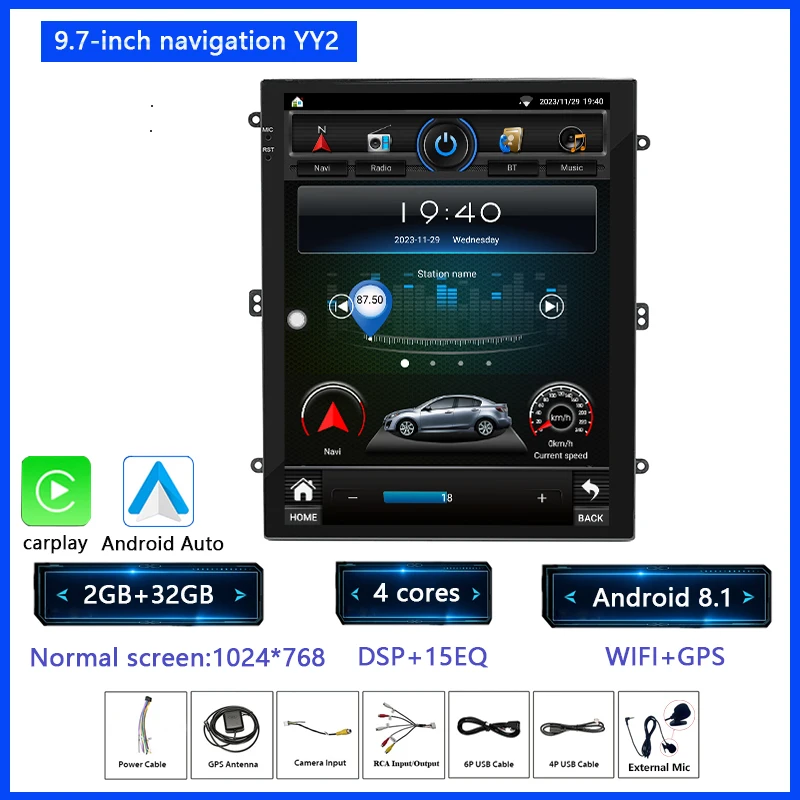 KNOWRO 9.7Inch Android 12 Carplay Auto 8 Core DSP Voor Nissan Autoradio Multimedia Video Player Navigaion 2Din