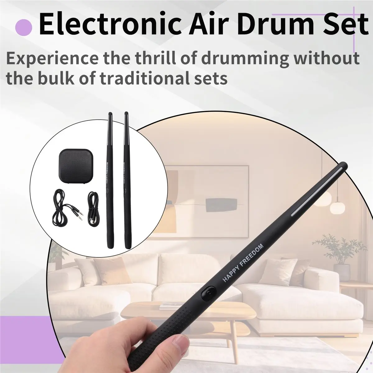 Nices Portable Electronic Air Drum Set - Virtual Drumsticks and Pedals, Ideal for Beginners, Children, and Adults A