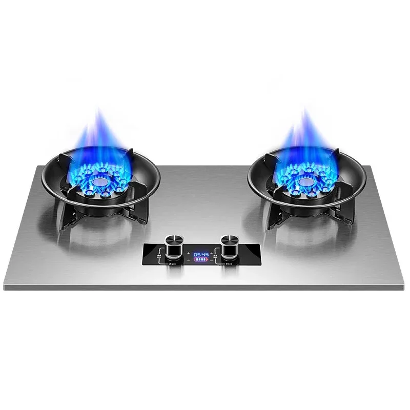 Gas stove High power 2 burner Stainless steel battery Smart cooker Chinese household gas stove