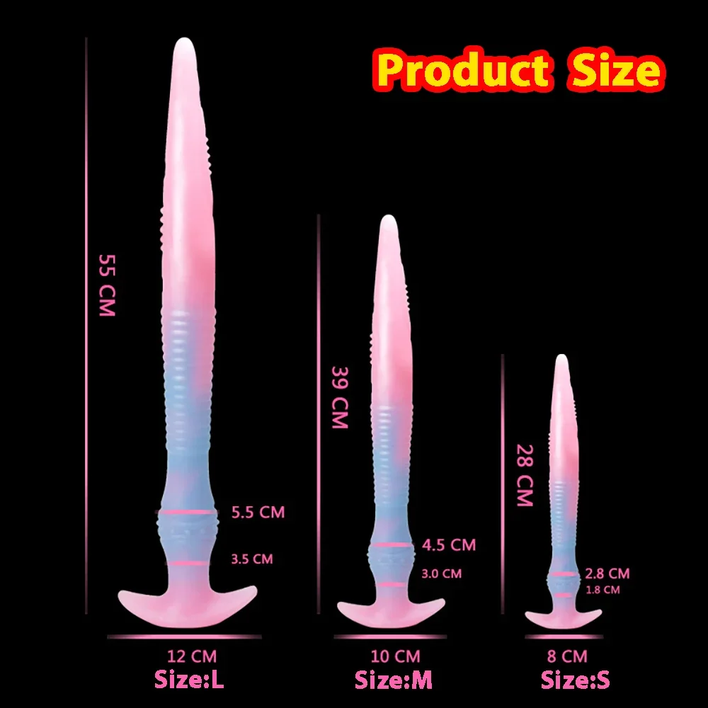 Night Glow Eel Extra Long Anal Plug Mix Colorful Colors Noctilucent Light Soft Silicone Material Masturbation Anal Dilator Toys