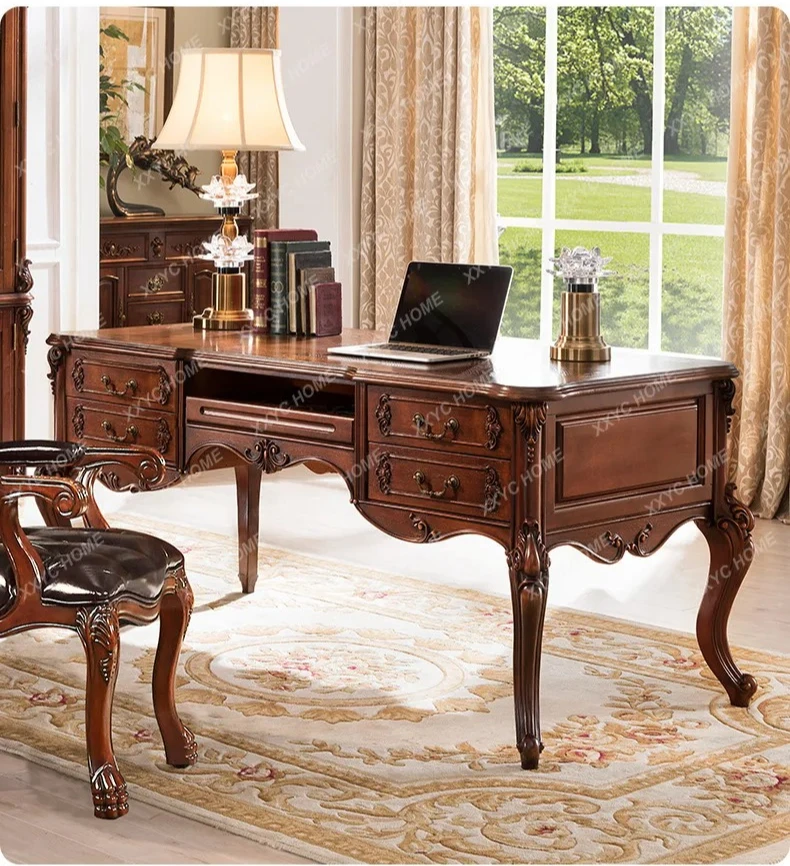 

YX American country home computer desktop table bedroom retro European solid wood writing desk