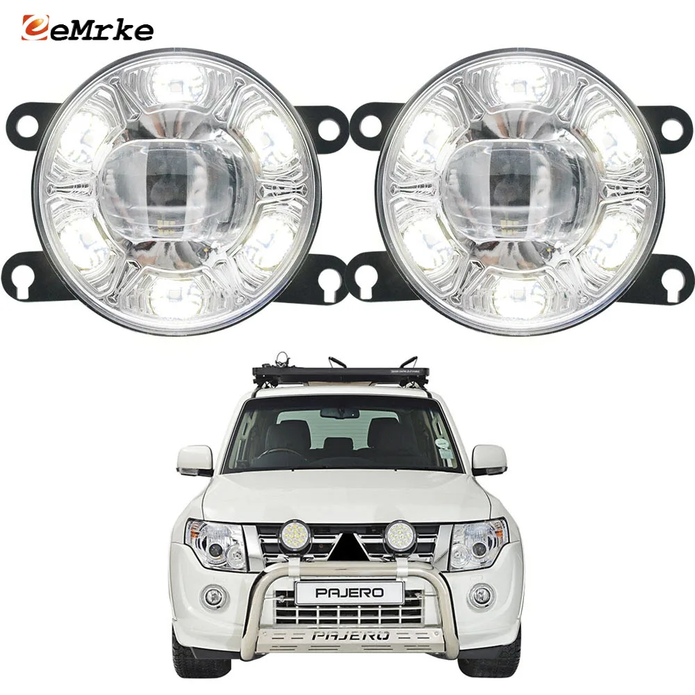 LED Fog Lights for Mitsubishi Pajero Shogun V8_ V9_ 2008-2016 Car PTF Fog Driving Lamp Clear Lens + DRL Daytime Running Lamp