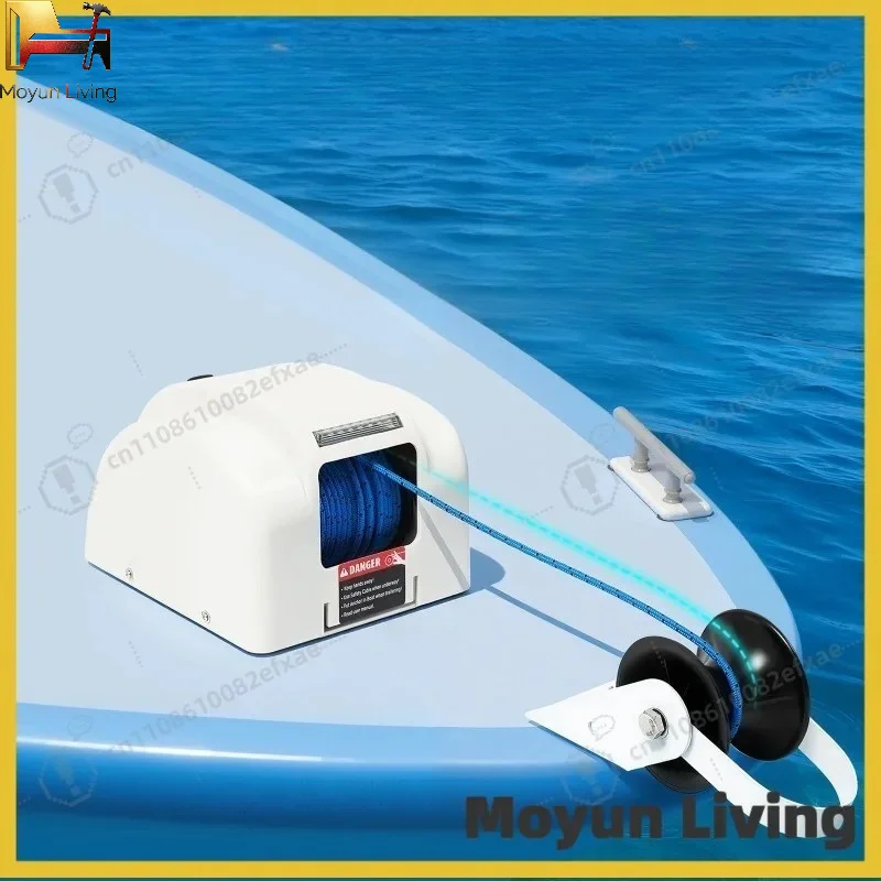 45 Lbs Electric Boat Anchor Winch with Wireless Remote Control Saltwater Pontoon Anchor Windlass for Small Boats Kayak Marine