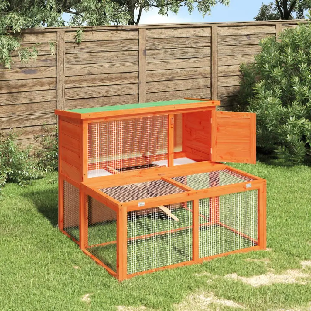 Brown Solid Wood Rabbit Hutch 40.2x35.4x33.3 inches - Durable Pine Cage for Bunnies