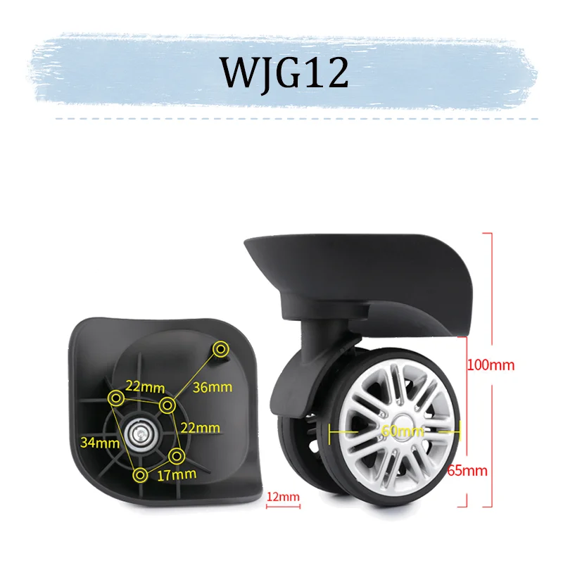 For Diplomat WJG12 Universal Wheel Black Replacement Suitcase Silent Smooth Shock Durable Absorbing Rotating Accessories Wheels