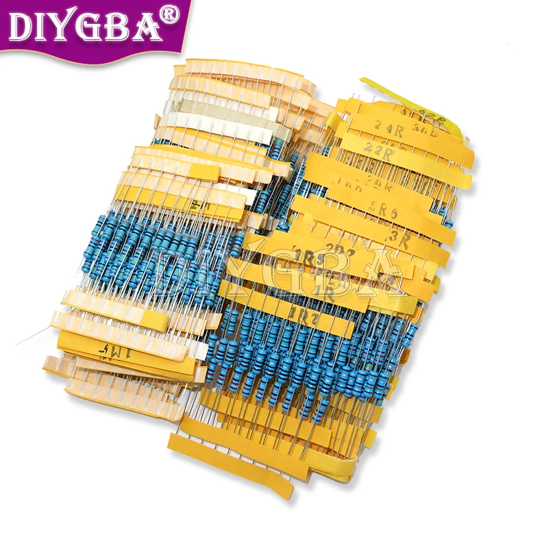 1300PCS/Set 1% Metal Film Resistors 130 Values X 10Pcs 1/2W 0.5W Assorted Pack Kit Set Lot Resistors Assortment Kits  + Box